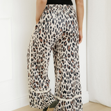 Kahlani Leopard Drawstring Wide Leg Cropped Pants