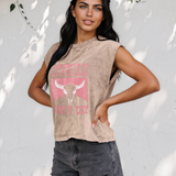 COWGIRLS DONT CRY Western Graphic Mineral Wash Tank Top