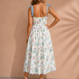 Laylani Contrast Trim Self-tie Straps High Waist Midi Dress