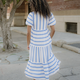 Tiffany Ricrac Trim Notched Neck Half Sleeve Vacation Dress