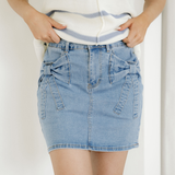 Lucia Bowknot Details High Waist Denim Skirt