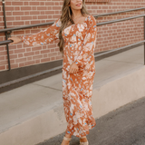 Felicity Shirred Square Neck High Waist Maxi Dress