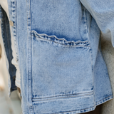Solana Scallop Trim Collar Mineral Washed Denim Jacket