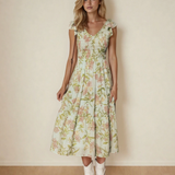 Kennedy Smocked Bodice Ruffled Sleeveless Tiered Floral Maxi Dress (wait for sample)