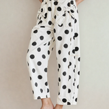 Polka Dot Print Bow Detail Pocketed Jeans