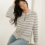 Ariana Button Front Ribbed Trim Short Cardigan