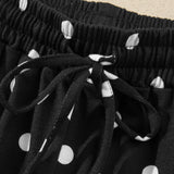 Avery Polka Dot Pants Set | Wide Leg Two Piece Set | Black