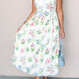 Laylani Contrast Trim Self-tie Straps High Waist Midi Dress