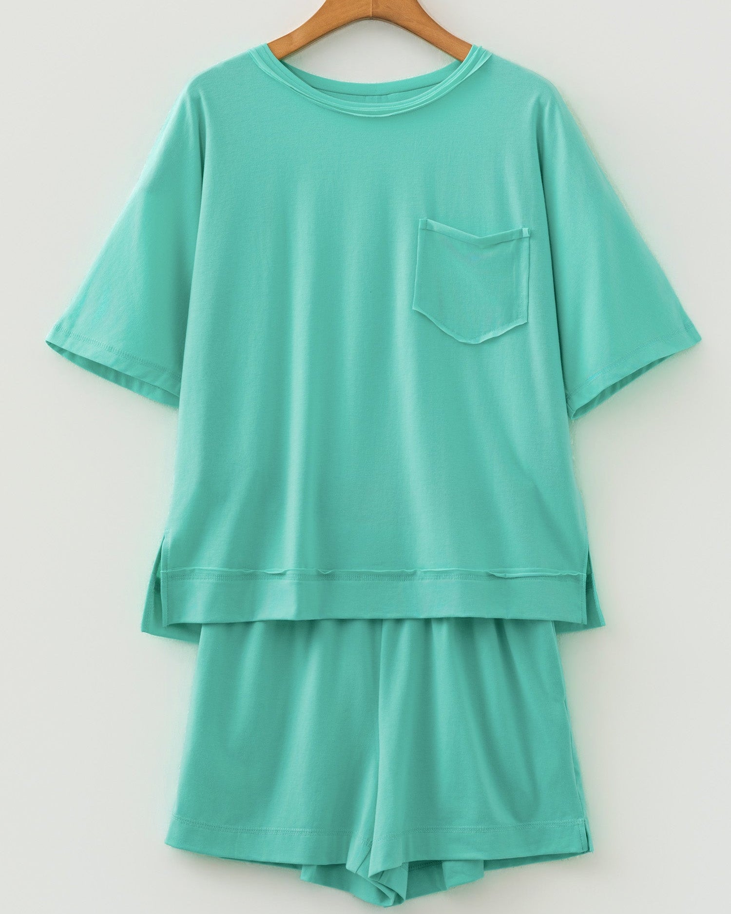 Jess Raw Edge Patch Pocket Oversized Top and Shorts Set