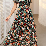 Haisley V Neck Short Sleeve Maxi Dress