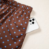 Jane Polka Dot Drawstring Wide Leg Long Sleeve Top Pant Set