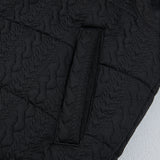 Black Textured Quilted Stand Neck Zipper Winter Vest