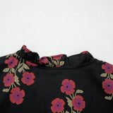 PREORDER Kali Floral Short Bubble Sleeve Tiered Maxi Dress - Black | Dropship