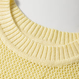 Brielle Hollowed Knit Round Neck Sweater Vest - Yellow