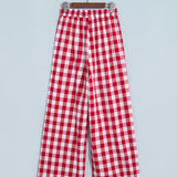 Gingham Tie Elastic Waist Shift Pants