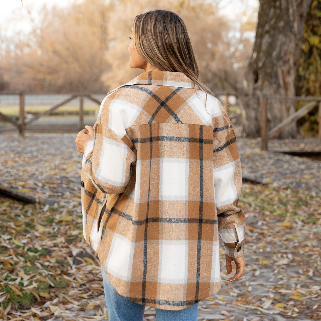 Beth Plaid Shacket - Sand