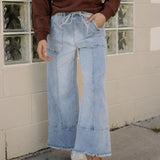Beau Raw Hem Wide Leg Denim Pants