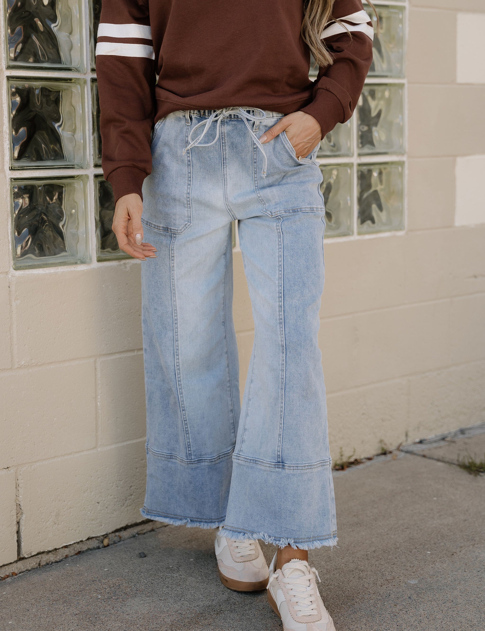 Beau Raw Hem Wide Leg Denim Pants