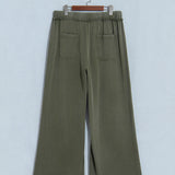Jungle Green Mineral Wash Seam Detail Flare Leg Drawstring Pants