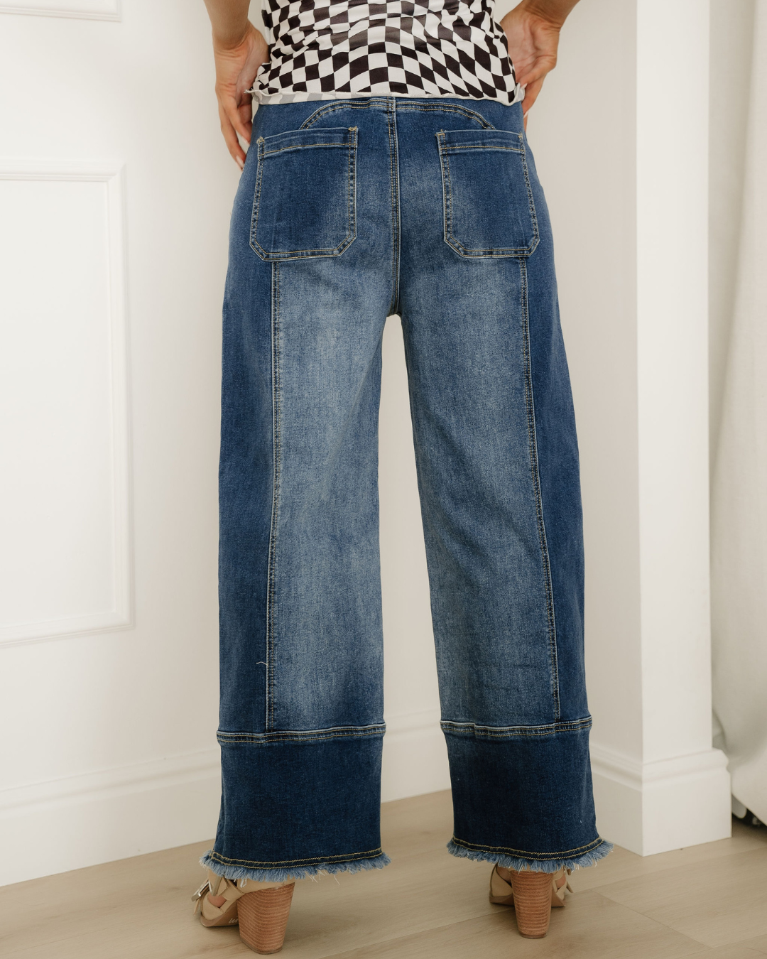 Beau Raw Hem Wide Leg Denim Pants