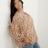 Adaline Floral Puff Sleeve Full Button Shirt