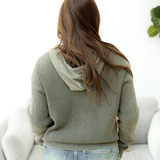 Maeve Mineral Wash Ribbed Knit Drawstring Hooded Sweater | Dropship