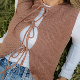 August Tie Up Vest - Camel