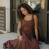Scottie Polka Dot Print Square Neck Sleeveless Vacation Long Dress