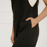 Zinnia Raw Seam Big Flower Patched Loose Overall Jumper