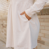 Abigail Corduroy Half Button Collared Long Sleeve Mini Dress