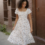 Estelle Smocked Square Neck Ruffle Short Sleeve Dress