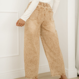 Shiloh Acid Wash Tie Waist Denim Pants