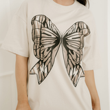 Big Bow Print Drop Shoulder Oversized Tee