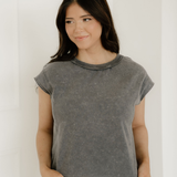 Mineral Wash Boxy Fit Cotton Tank Top - Gray