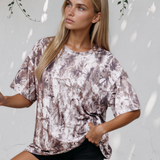 Drew Camouflage Woodland Print Drop Shoulder Tunic Tee - Brown