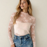 Sheer Floral Lace - Apricot