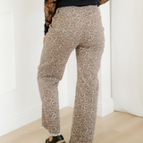 Emiliana Leopard Frayed Edge Wide Leg High Waist Jeans