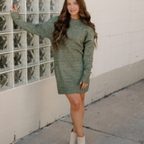 Cable Knit Drop Shoulder Loose Fit Sweater Dress