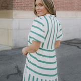 Tiffany Ricrac Trim Notched Neck Half Sleeve Vacation Dress