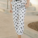 Polka Dot Bow Detail Pocketed Barrel Jeans