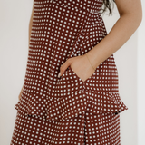Irene Polka Dot Print Backless Ruffled Tiered Maxi Dress