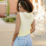 Brielle Hollowed Knit Round Neck Sweater Vest