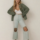 PREORDER Georgie Zip-Up Pocket Quilted Jacket - Green | Dropship