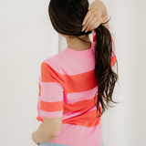 Striped Knitted Sweater Tee - Pink