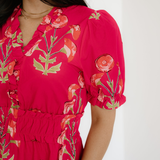 Neve Frilled V Neck Short Sleeve Ruffle Maxi Dress