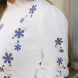 Polly Floral Embroidered Scallop Hem Cropped Sweater