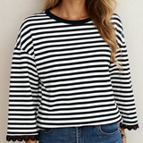 Amira Lace Trim Bell Sleeve Top - Black