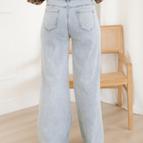 Naia Button Zip High Waist Flared Hem Jeans