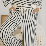 Talia Ruffle Trim Drop Shoulder Top Drawstring Loose Pant Set