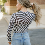 Sheer Checkered Top - Black